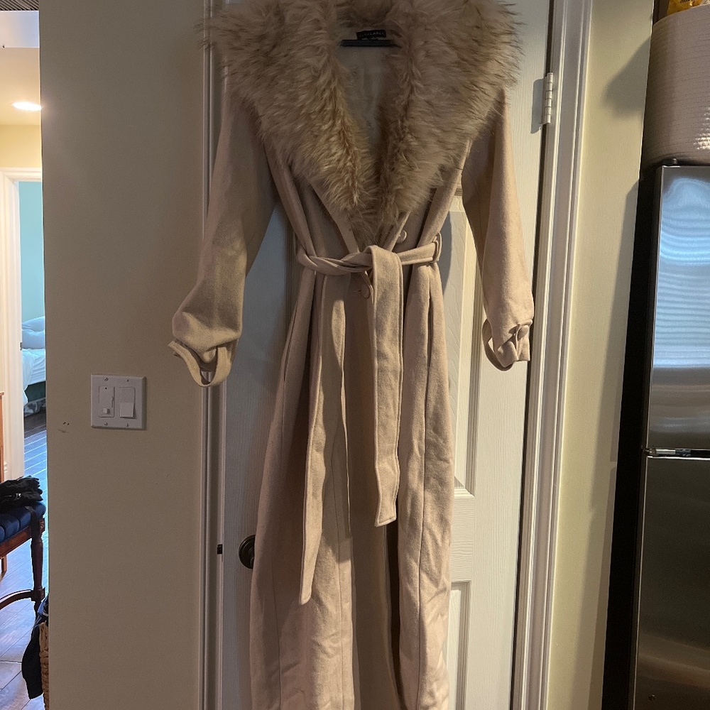Faux fur trench coat